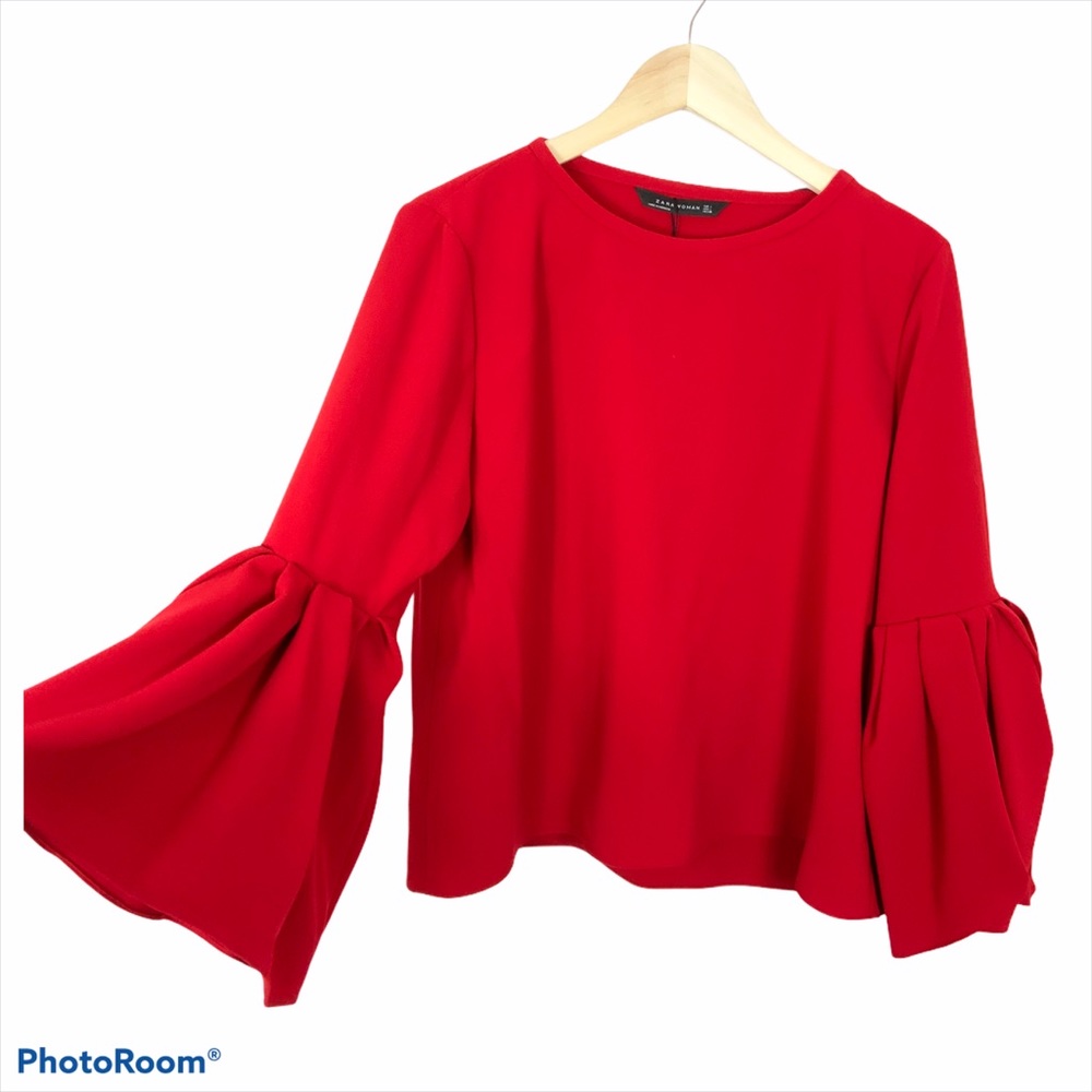 Zara woman trumpet sleeve blouse Size Large